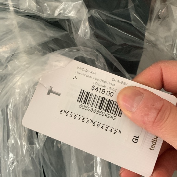 TED BAKER Gabie One Shoulder Drape Dress Midi - Picture 2 of 2